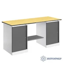 ВР-15+ТМБ-01+ТМБ-01/№1 — верстак, оснащенный двумя тумбами ТМБ-01, тип столешницы №1 фото 1