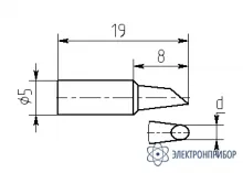 МG8-DВ-01 — паяльная насадка 1,5 мм (односторонний срез, износостойкая) фото 1